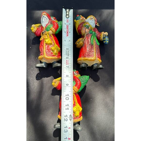 3 Vtg Old World Santa Hard Plastic Blow Mold 7” Christmas Ornaments -S72 -2 - Picture 5 of 8